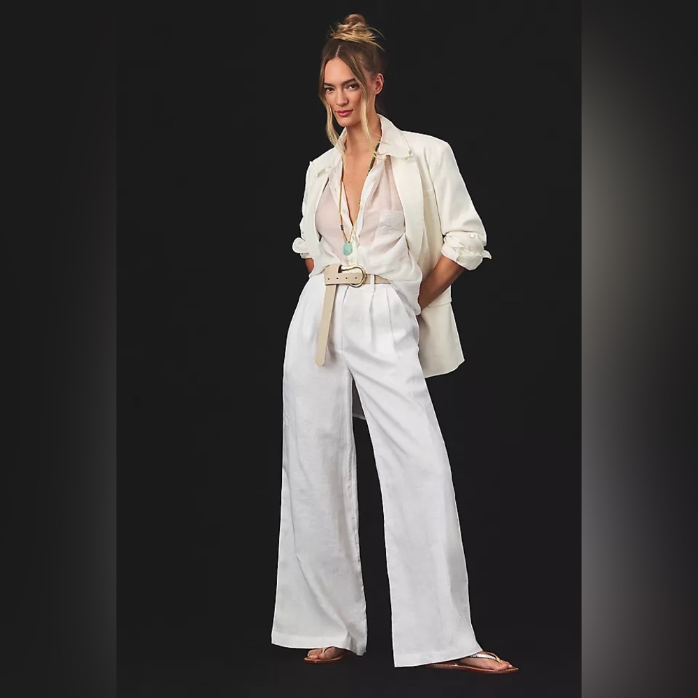 Anthropologie white linen pants nwt